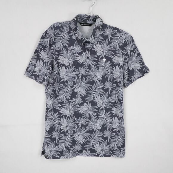 Travis Mathew Other - Travis Mathew Shirt Mens Large Navy Blue White Leaf Polo Golf Performance Casual